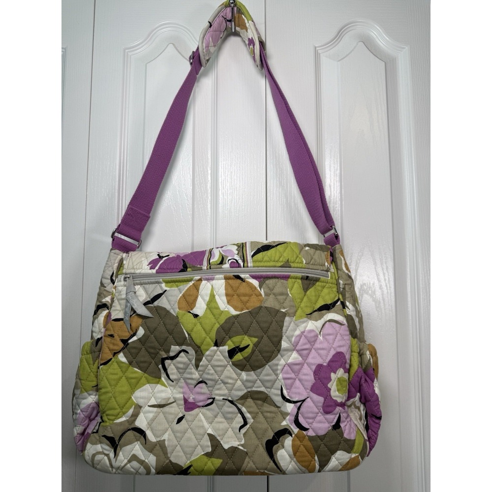 Vera Bradley Plum Petals Floral Quilted Cotton Diaper Bag Messenger Crossbody